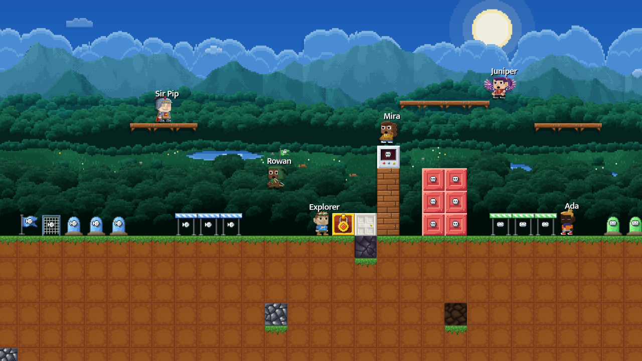 A Capture the Flag round between two teams, one player carrying the enemy flag